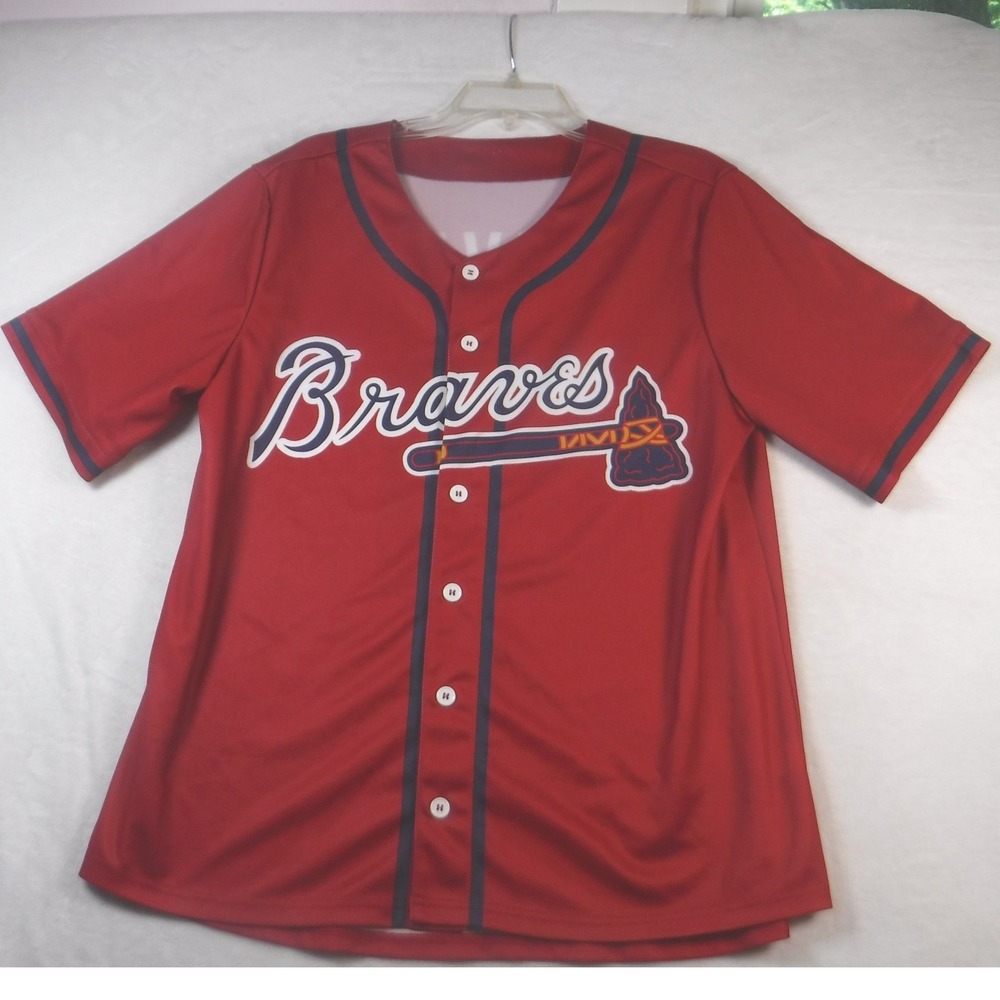 Atlanta Braves Kevin 31 Baseball Jersey Red Mens XL Button Up MLB Fan Gear